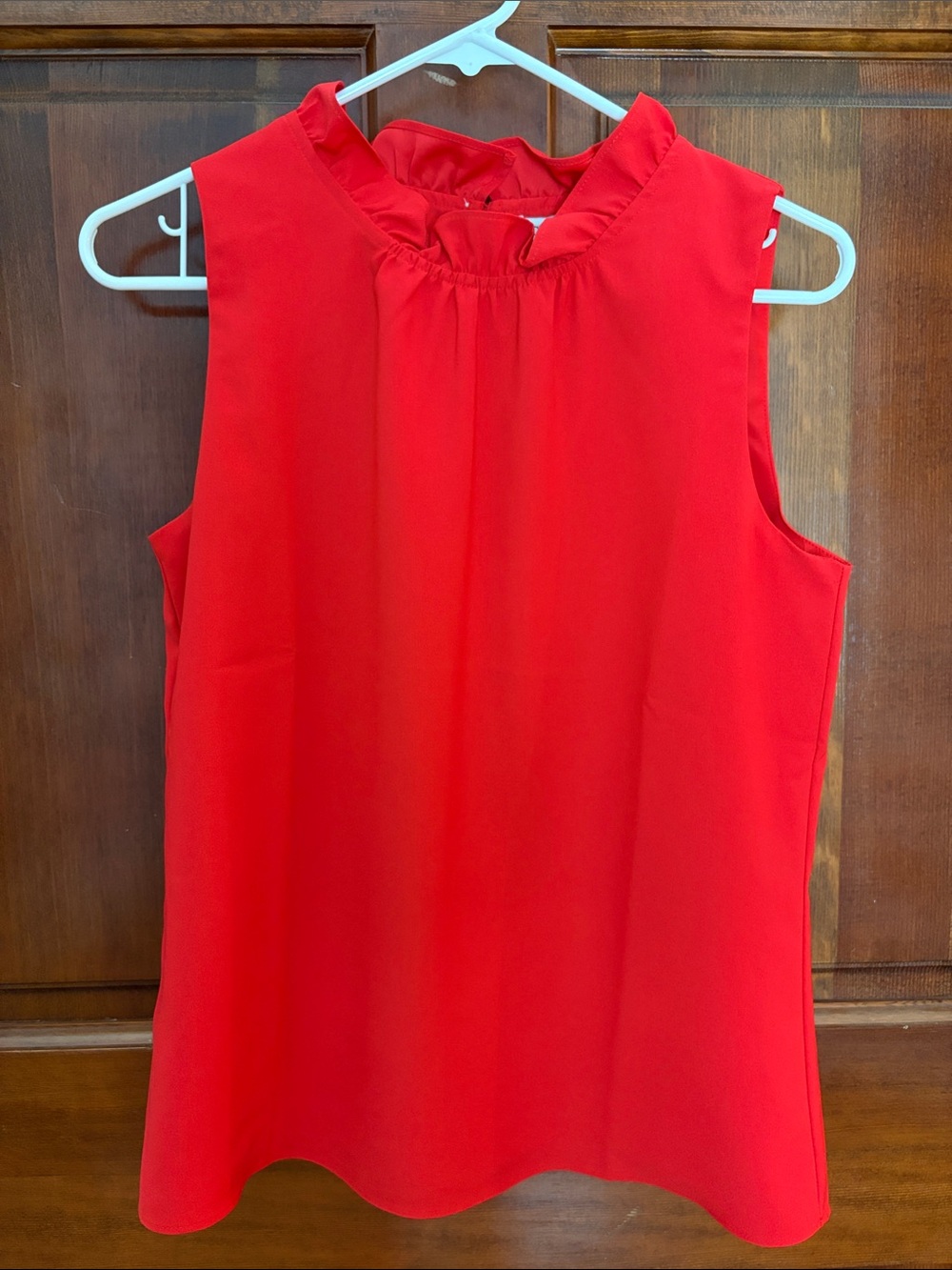J. Crew Red Sleeveless Ruffle-Neck Blouse